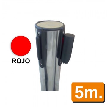 Poste plata con cinturón retráctil rojo 5m