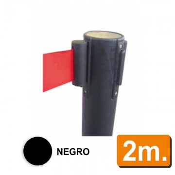 Poste Negro con cinturón retráctil negro 2m