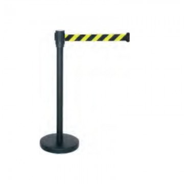 Poste Negro con cinturón retráctil negro/amarillo 5m