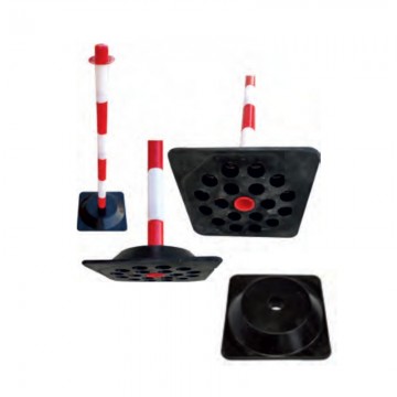 Poste señalización Rojo/Blanco Base caucho