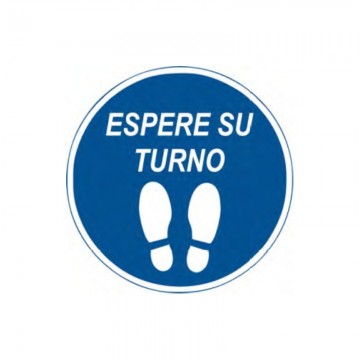 Adhesivo para suelo Espere su turno, 40 cm