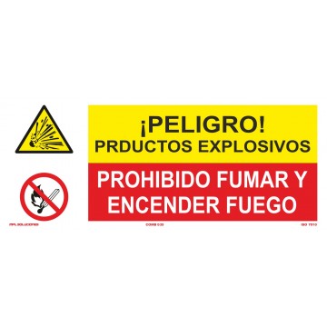 Señal: Productos Explosivos - Prohibido Fumar Y Encender Fuego