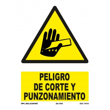 Señal: ¡Peligro! Riesgo de corte y punzonamiento