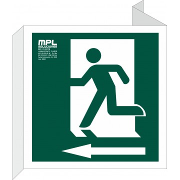 Banderola Cuadrada: Salida de emergencia izquierda