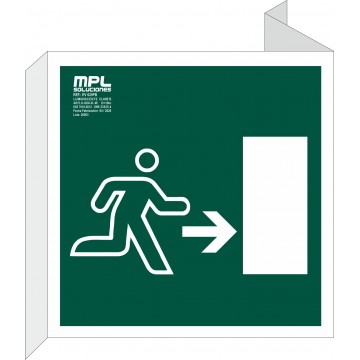 Banderola Cuadrada: Salida de emergencia derecha