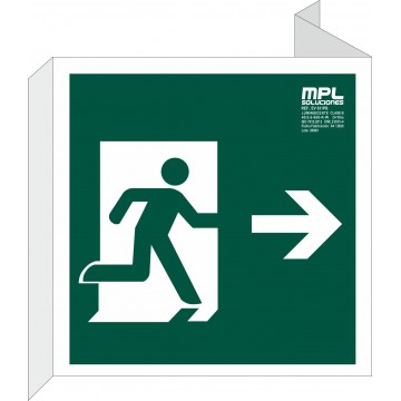 Banderola Cuadrada: Salida de emergencia derecha