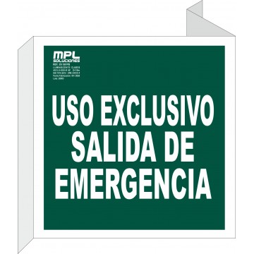 Banderola Cuadrada: Uso Exclusivo De Salida De Emergencia