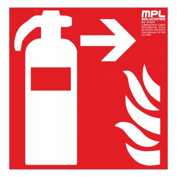 Señal cuadrada: Extintor de incendios derecha