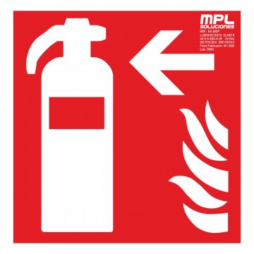 Señal cuadrada: Extintor de incendios izquierda