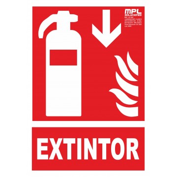 Señal: Extintor de incendios abajo