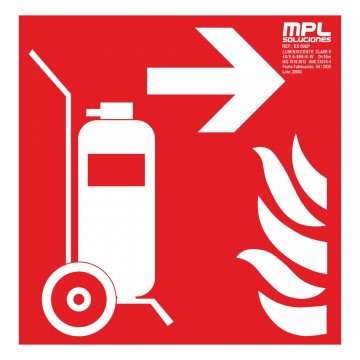 Señal cuadrada: Carro extintor derecha