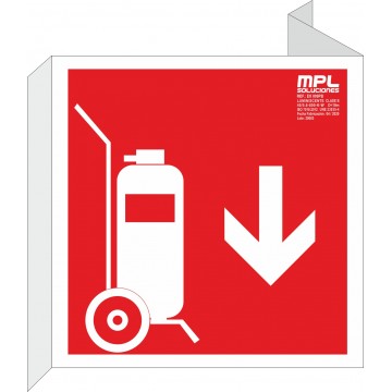 Banderola cuadrada: Carro extintor abajo