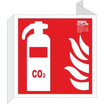 Banderola cuadrada: Extintor CO2 riesgo eléctrico