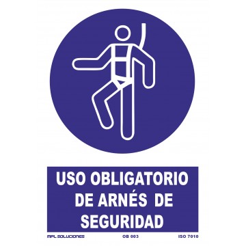 Señal: Uso obligatorio de arnés de seguridad