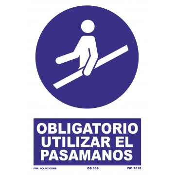 Señal: obligatorio utilizar el pasamanos