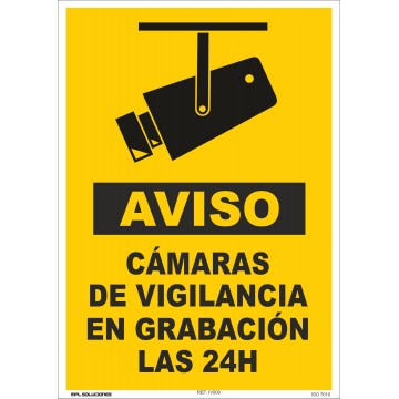 Cartel Aviso Cámaras de vigilancia 24 h