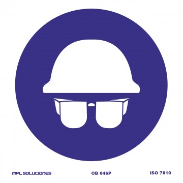 Señal: Uso obligatorio de casco y gafas