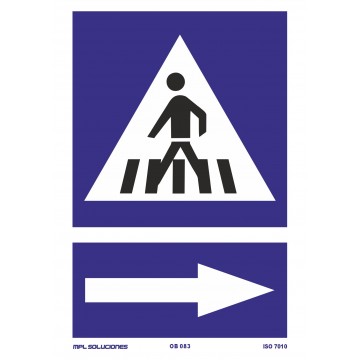 Señal: Paso de peatones a la derecha