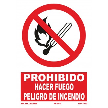 Señal: Prohibido hacer fuego peligro de incendio