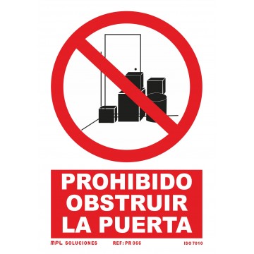 Señal: Prohibido obstruir la puerta