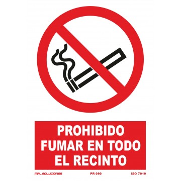 Señal: Prohibido fumar en todo el recinto