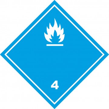 Señal Clase 4 adhesiva materias que al contacto con el agua desprenden gases
