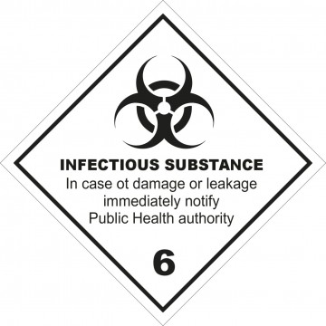 Señal Clase 6 adhesiva materiales infecciosos
