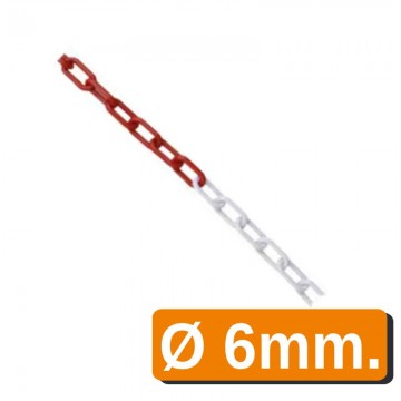 Cadena de plastico grueso 7,5 mm blanco/rojo Ref.1127 ( metro )