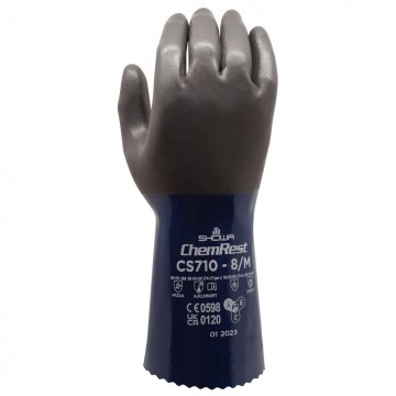 Guante nitrilo doble capa forro poliéster microporoso agarre rugoso 300 mm CS710