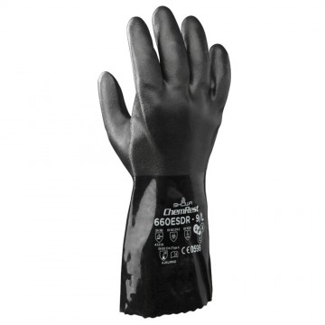 Guante 660 ESD PVC negro con forro de algodón, antiestático