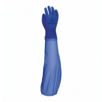 Guante 690 PVC de manga larga con forro de algodón, 65 cms azul