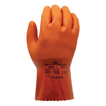 Guante 610 recubrimiento PVC sobre forro de algodón, agarre rugoso